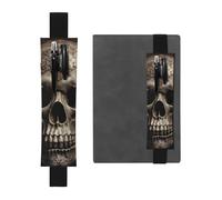 LHCVSFGW Porte-stylo élastique pour bloc-notes, marque-pages, porte-crayons en cuir synthétique avec bande réglable, pochette en cuir avec tête de mort rose, trousse à crayons pour planificateurs