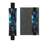 LHCVSFGW Porte-stylo élastique pour bloc-notes, marque-pages, porte-crayons en cuir synthétique avec bande réglable, pochette à crayons bleu papillon et lune, trousse à crayons pour planificateurs