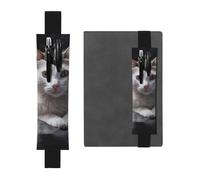 LHCVSFGW Porte-stylo élastique pour bloc-notes, marque-pages, porte-crayons en cuir synthétique avec bande réglable, pochette à stylos, motif chat sur matelas, trousse à crayons pour planificateurs