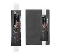 LHCVSFGW Porte-stylo élastique pour bloc-notes, marque-pages, porte-crayons en cuir synthétique avec bande réglable, pochette à stylos, plumes, flèches, trousse à crayons pour planificateurs