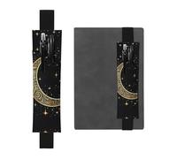 LHCVSFGW Porte-stylo élastique pour bloc-notes, marque-pages, porte-crayons en cuir synthétique avec bande réglable, pochette à stylos, motif croissant de lune, trousse à crayons pour planificateurs