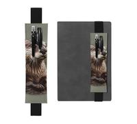 LHCVSFGW Porte-stylo élastique pour bloc-notes, marque-pages, porte-crayons en cuir synthétique avec bande réglable, pochette à crayons en forme d'animal loutre pour planificateurs, classeurs, livres