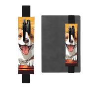 LHCVSFGW Porte-stylo élastique pour bloc-notes, marque-pages, porte-crayons en cuir synthétique avec bande réglable, pochette à crayons mignon motif chien corgi trousse à crayons pour planificateurs