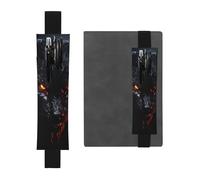 LHCVSFGW Porte-stylo élastique pour bloc-notes, marque-pages, porte-crayons en cuir synthétique avec bande réglable, pochette à stylos, grand loup noir avec yeux rouges, trousse à crayons pour