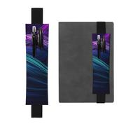 LHCVSFGW Porte-stylo élastique pour bloc-notes, marque-pages, porte-crayons en cuir synthétique avec bande réglable, pochette à crayons avec lignes fluides libres pour agendas, classeurs, livres, Noir