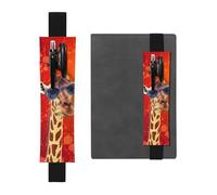 LHCVSFGW Porte-stylo élastique pour bloc-notes, marque-pages, porte-crayons en cuir synthétique avec bande réglable, pochette à stylos, motif girafe portant des lunettes de soleil, trousse à crayons