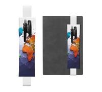 LHCVSFGW Porte-stylo élastique pour bloc-notes, marque-pages, porte-crayons en cuir synthétique avec bande réglable, pochette à stylos, carte du monde, trousse à crayons pour planificateurs, classeurs