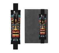 LHCVSFGW Porte-stylo élastique pour bloc-notes, marque-pages, porte-crayons en cuir synthétique avec bande réglable, pochette à stylos colorée motif masque tiki trousse à crayons pour planificateurs