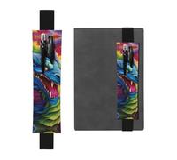 LHCVSFGW Porte-stylo élastique pour bloc-notes, marque-pages, porte-crayons en cuir synthétique avec bande réglable, pochette à crayons colorée de dragons pour agendas, classeurs, livres, Noir