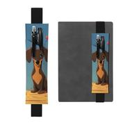 LHCVSFGW Porte-stylo élastique pour bloc-notes, marque-pages, porte-crayons en cuir synthétique avec bande réglable, pochette à stylos, deux teckels, trousse à crayons pour planificateurs, classeurs