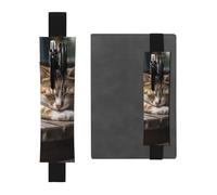 LHCVSFGW Porte-stylo élastique pour bloc-notes, marque-pages, porte-crayons en cuir synthétique avec bande réglable, pochette à crayons motif chat endormi, trousse à crayons pour planificateurs