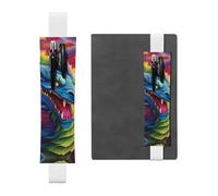 LHCVSFGW Porte-stylo élastique pour bloc-notes, marque-pages, porte-crayons en cuir synthétique avec bande réglable, pochette à crayons colorée de dragons pour agendas, classeurs, livres, blanc