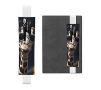 LHCVSFGW Porte-stylo élastique pour bloc-notes, marque-pages, porte-crayons en cuir synthétique avec bande réglable, pochette à stylos avec trois girafes portant des lunettes de soleil, trousse à