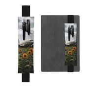 LHCVSFGW Porte-stylo élastique pour bloc-notes, marque-pages, porte-crayons en cuir synthétique avec bande réglable, pochette pour stylo vols vers le champ de tournesol, trousse à crayons pour