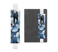 LHCVSFGW Porte-stylo élastique pour bloc-notes, marque-pages, porte-crayons en cuir synthétique avec bande réglable, pochette à crayons bleue avec fleur d'hibiscus pour planificateurs, classeurs