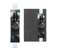 LHCVSFGW Porte-stylo élastique pour bloc-notes, marque-pages, porte-crayons en cuir synthétique avec bande réglable, pochette à stylos, motif chat astronaute dans l'espace - Trousse à crayons pour