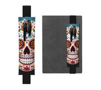 LHCVSFGW Porte-stylo élastique pour bloc-notes, marque-pages, porte-crayons en cuir synthétique avec bande réglable, pochette colorée en forme de tête de mort, trousse à crayons pour planificateurs