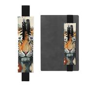LHCVSFGW Porte-stylo élastique pour bloc-notes, marque-pages, porte-crayons en cuir synthétique avec bande réglable, pochette à crayons année du tigre pour planificateurs, classeurs, livres, Noir