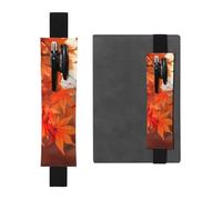 LHCVSFGW Porte-stylo élastique pour bloc-notes, marque-pages, porte-crayons en cuir synthétique avec bande réglable, pochette pour stylos, feuilles d'érable au soleil, trousse à crayons pour