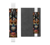 LHCVSFGW Porte-stylo élastique pour bloc-notes, marque-pages, porte-crayons en cuir synthétique avec bande réglable, pochette colorée en sucre crânes, trousse à crayons pour planificateurs, classeurs