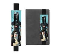 LHCVSFGW Porte-stylo élastique pour bloc-notes, marque-pages, porte-crayons en cuir synthétique avec bande réglable, pochette à stylos, pochette pour un grand groupe de chiens, trousse à crayons pour