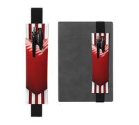 LHCVSFGW Porte-stylo élastique pour bloc-notes, marque-pages, porte-crayons en cuir synthétique avec bande réglable, pochette à crayons à rayures rouges et blanches en forme de cœur pour agendas