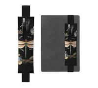 LHCVSFGW Porte-stylo élastique pour bloc-notes, marque-pages, porte-crayons en cuir synthétique avec bande réglable, pochette à stylos, image de libellule dans une couronne, trousse à crayons pour