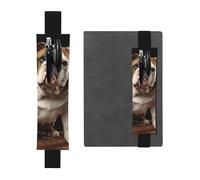 LHCVSFGW Porte-stylo élastique pour bloc-notes, marque-pages, porte-crayons en cuir synthétique avec bande réglable, étui à crayons motif bouledogue anglais, trousse à crayons pour planificateurs