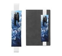 LHCVSFGW Porte-stylo élastique pour bloc-notes, marque-pages, porte-crayons en cuir synthétique avec bande réglable, pochette à crayons à fleurs bleues pour planificateurs, classeurs, livres, blanc