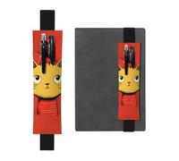LHCVSFGW Porte-stylo élastique pour bloc-notes, marque-pages, porte-crayons en cuir synthétique avec bande réglable, pochette à stylos, motif chat mignon, trousse à crayons pour planificateurs