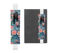LHCVSFGW Porte-stylo élastique pour bloc-notes, marque-pages, porte-crayons en cuir synthétique avec bande réglable, pochette à stylos, écailles et motifs fleurs - Trousse à crayons pour