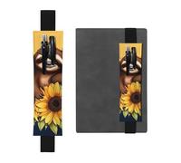 LHCVSFGW Porte-stylo élastique pour bloc-notes, marque-pages, porte-crayons en cuir synthétique avec bande réglable, pochette à stylos, motif paresseux assis sur un tournesol, trousse à crayons pour