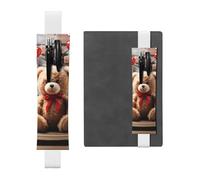 LHCVSFGW Porte-stylo élastique pour bloc-notes, marque-pages, porte-crayons en cuir synthétique avec bande réglable, pochette à stylos, ours mignon, cadeau de Saint-Valentin, trousse à crayons pour