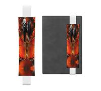 LHCVSFGW Porte-stylo élastique pour bloc-notes, marque-pages, porte-crayons en cuir synthétique avec bande réglable, pochette à crayons orange papillon pour planificateurs, classeurs, livres, blanc