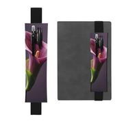 LHCVSFGW Porte-stylo élastique pour bloc-notes, marque-pages, porte-crayons en cuir synthétique avec bande réglable, pochette à crayons violet lys calla pour planificateurs, classeurs, livres, Noir