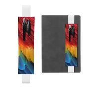 LHCVSFGW Porte-stylo élastique pour bloc-notes, marque-pages, porte-crayons en cuir synthétique avec bande réglable, pochette fantastique en plumes de perroquet, trousse à crayons pour planificateurs