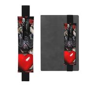 LHCVSFGW Porte-stylo élastique pour bloc-notes, marque-pages, porte-crayons en cuir synthétique avec bande réglable, pochette à stylos, bouledogue français, trousse à crayons pour planificateurs