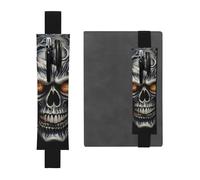 LHCVSFGW Porte-stylo élastique pour bloc-notes, marque-pages, porte-crayons en cuir synthétique avec bande réglable, pochette à crayons motif tête de mort maléfique, trousse à crayons pour