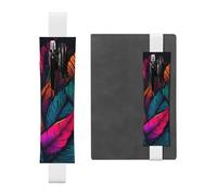 LHCVSFGW Porte-stylo élastique pour bloc-notes, marque-pages, porte-crayons en cuir synthétique avec bande réglable, pochette à crayons colorée à motif de feuilles tropicales pour agendas, classeurs