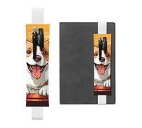 LHCVSFGW Porte-stylo élastique pour bloc-notes, marque-pages, porte-crayons en cuir synthétique avec bande réglable, pochette à crayons mignon motif chien corgi trousse à crayons pour planificateurs