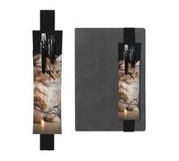 LHCVSFGW Porte-stylo élastique pour bloc-notes, marque-pages, porte-crayons en cuir synthétique avec bande réglable, pochette à stylos, motif chat et lumières de Noël, trousse à crayons pour