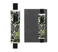 LHCVSFGW Porte-stylo élastique pour bloc-notes, marque-pages, porte-crayons en cuir synthétique avec bande réglable, pochette à stylos, motif végétal, jungle, autocollant mural, trousse à crayons pour
