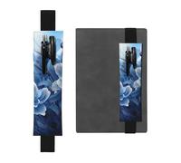LHCVSFGW Porte-stylo élastique pour bloc-notes, marque-pages, porte-crayons en cuir synthétique avec bande réglable, pochette à crayons à fleurs bleues pour planificateurs, classeurs, livres, Noir