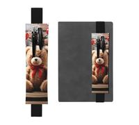 LHCVSFGW Porte-stylo élastique pour bloc-notes, marque-pages, porte-crayons en cuir synthétique avec bande réglable, pochette à stylos, ours mignon, cadeau de Saint-Valentin, trousse à crayons pour