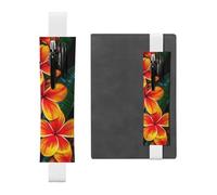 LHCVSFGW Porte-stylo élastique pour bloc-notes, marque-pages, porte-crayons en cuir synthétique avec bande réglable, pochette à stylos attrayante, motif fleurs hawaïennes, trousse à crayons pour