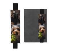 LHCVSFGW Porte-stylo élastique pour bloc-notes, marque-pages, porte-crayons en cuir synthétique avec bande réglable, pochette à crayons A Little Yorkshire Terrier Trousse à crayons pour planificateurs