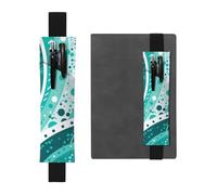 LHCVSFGW Porte-stylo élastique pour bloc-notes, marque-pages, porte-crayons en cuir synthétique avec bande réglable, pochette à crayons cercle turquoise et blanc, trousse à crayons pour agendas