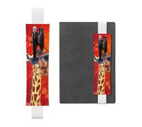 LHCVSFGW Porte-stylo élastique pour bloc-notes, marque-pages, porte-crayons en cuir synthétique avec bande réglable, pochette à stylos, motif girafe portant des lunettes de soleil, trousse à crayons