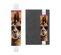 LHCVSFGW Porte-stylo élastique pour bloc-notes, marque-pages, porte-crayons en cuir synthétique avec bande réglable, pochette à stylos, pochette camel portant des lunettes de soleil, trousse à crayons