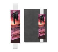 LHCVSFGW Porte-stylo élastique pour bloc-notes, marque-pages, porte-crayons en cuir synthétique avec bande réglable, pochette à stylos, plage, coucher de soleil, trousse à crayons pour planificateurs